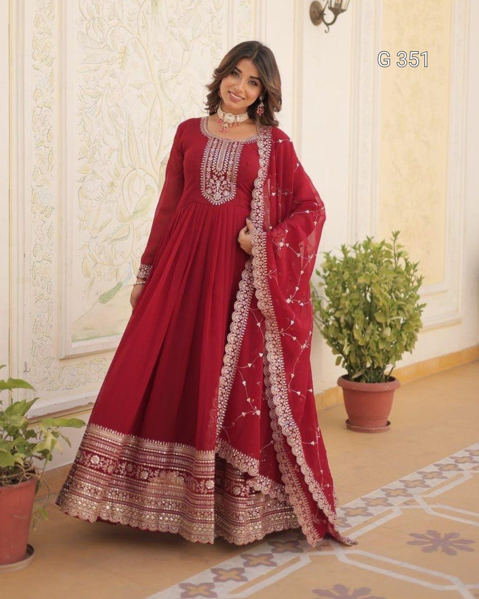 Faux Blooming Gown with Sequins Embroidery - G 351