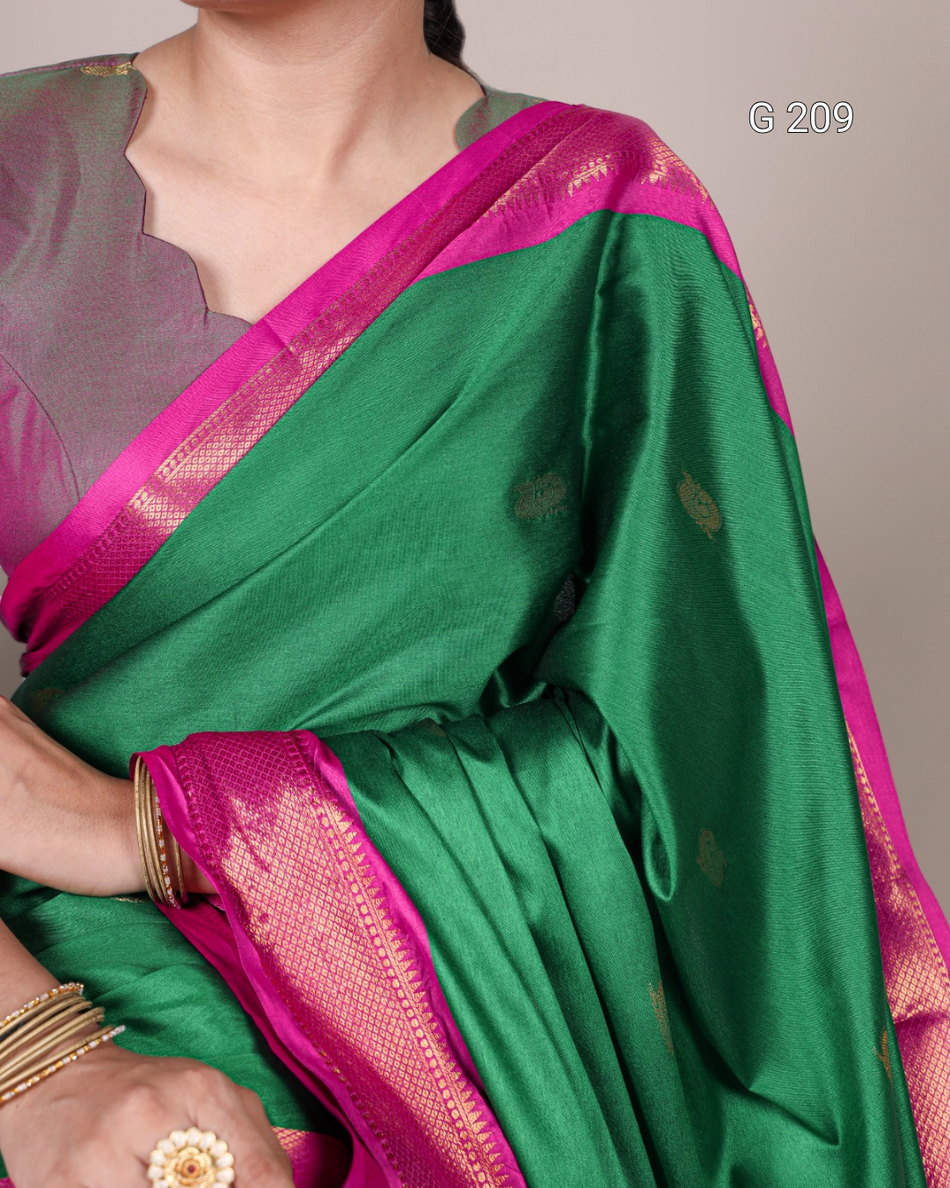 Weaving Work Cotton Silk Saree with Paithani Concept – G 209