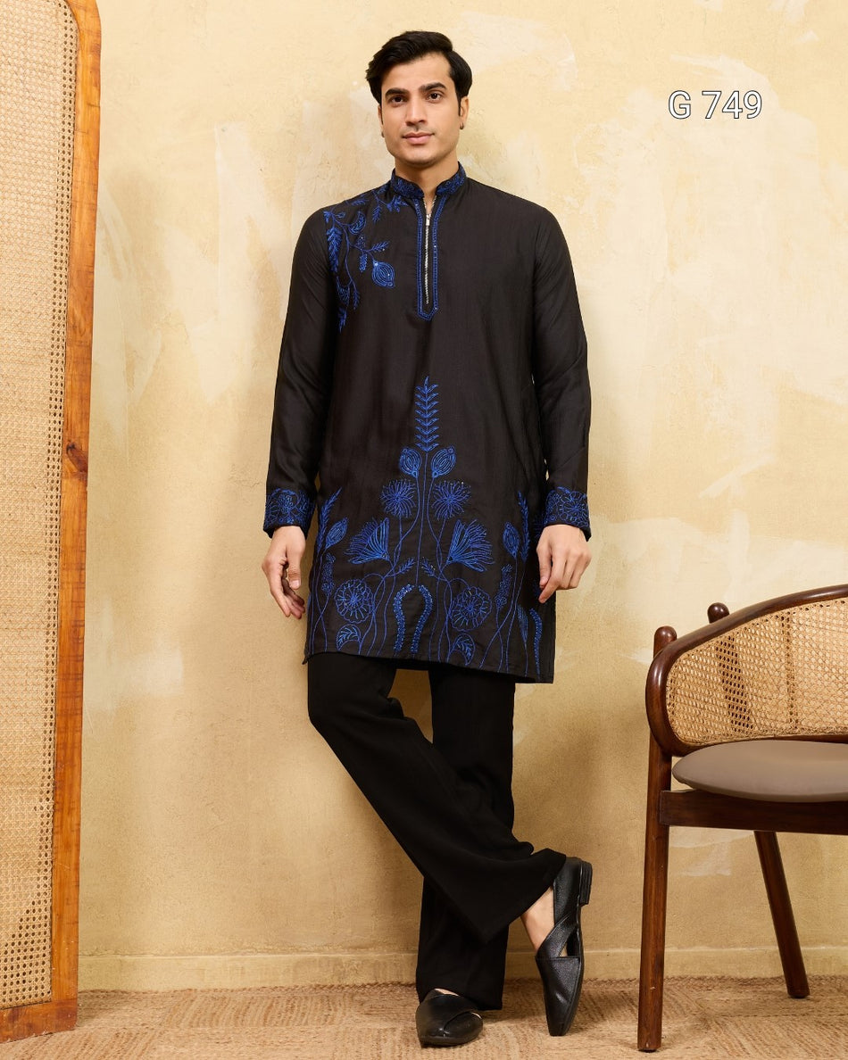 Sophisticated Mens Kurta Collection with Sequence Work G 749