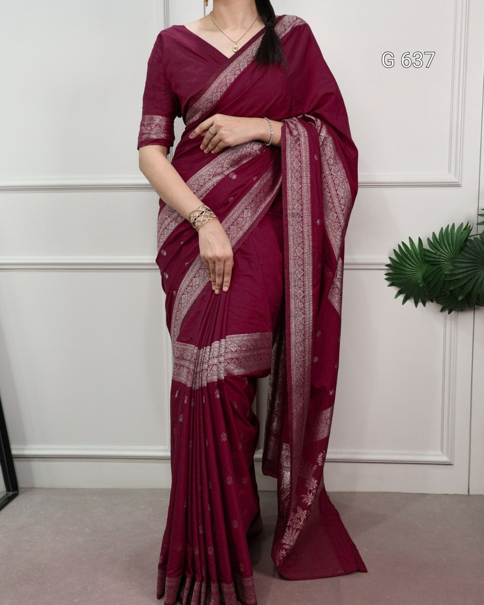 Premium Zari Woven Saree with Timeless Elegance - G 637