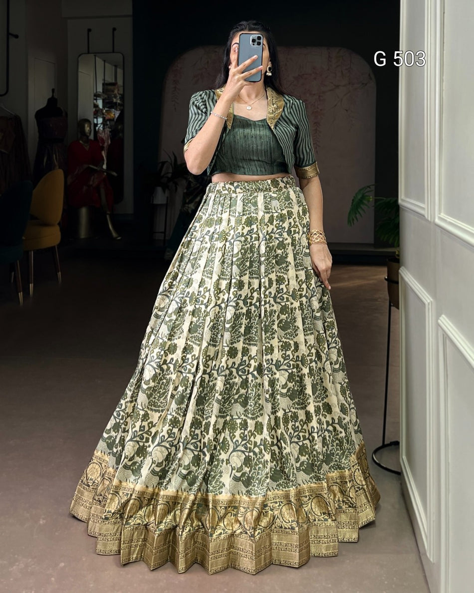 Stylish Tasar Silk Lehenga with Traditional Charm - G 503