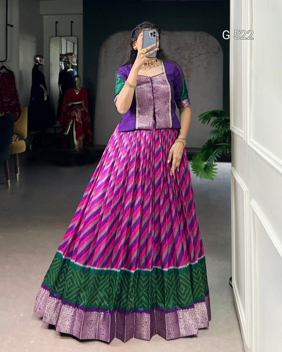 Elegant Tasar Silk Lehenga with Vichitra Zari Blouse - G 522