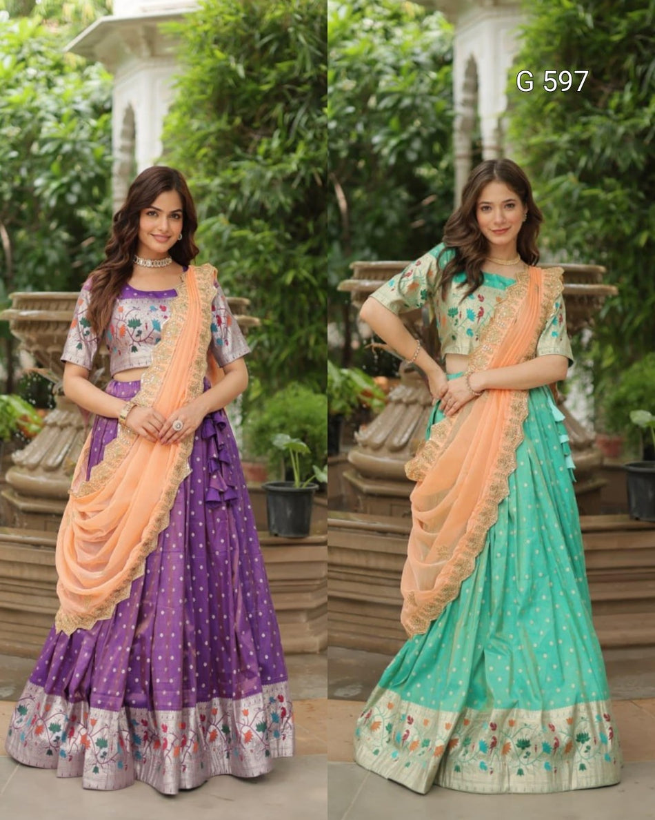 Luxurious Cosmos Lehenga with Festive Charm - G 597