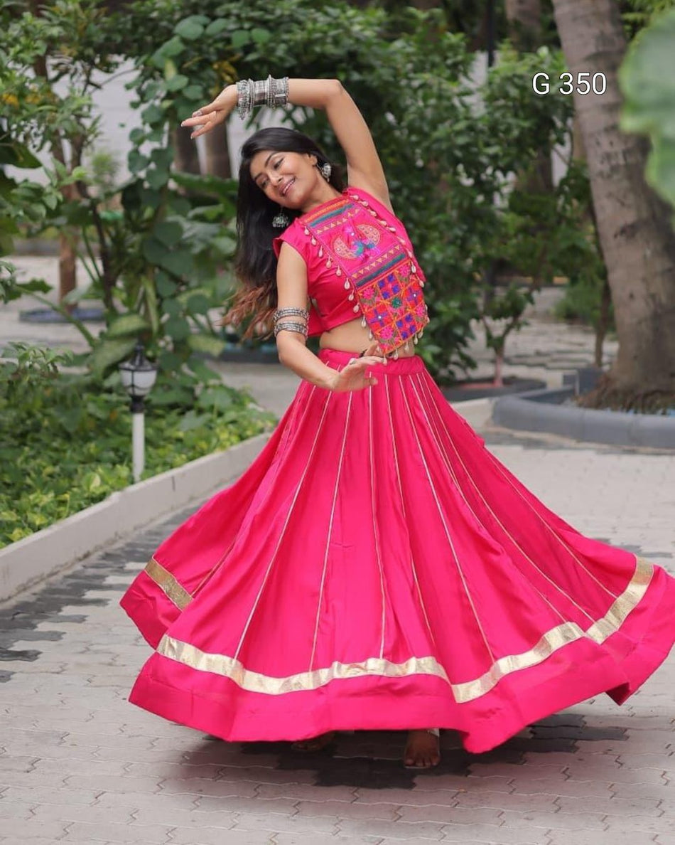 Roman Lehenga with Gota-Patti Lace & Mirror Embroidery - G 350