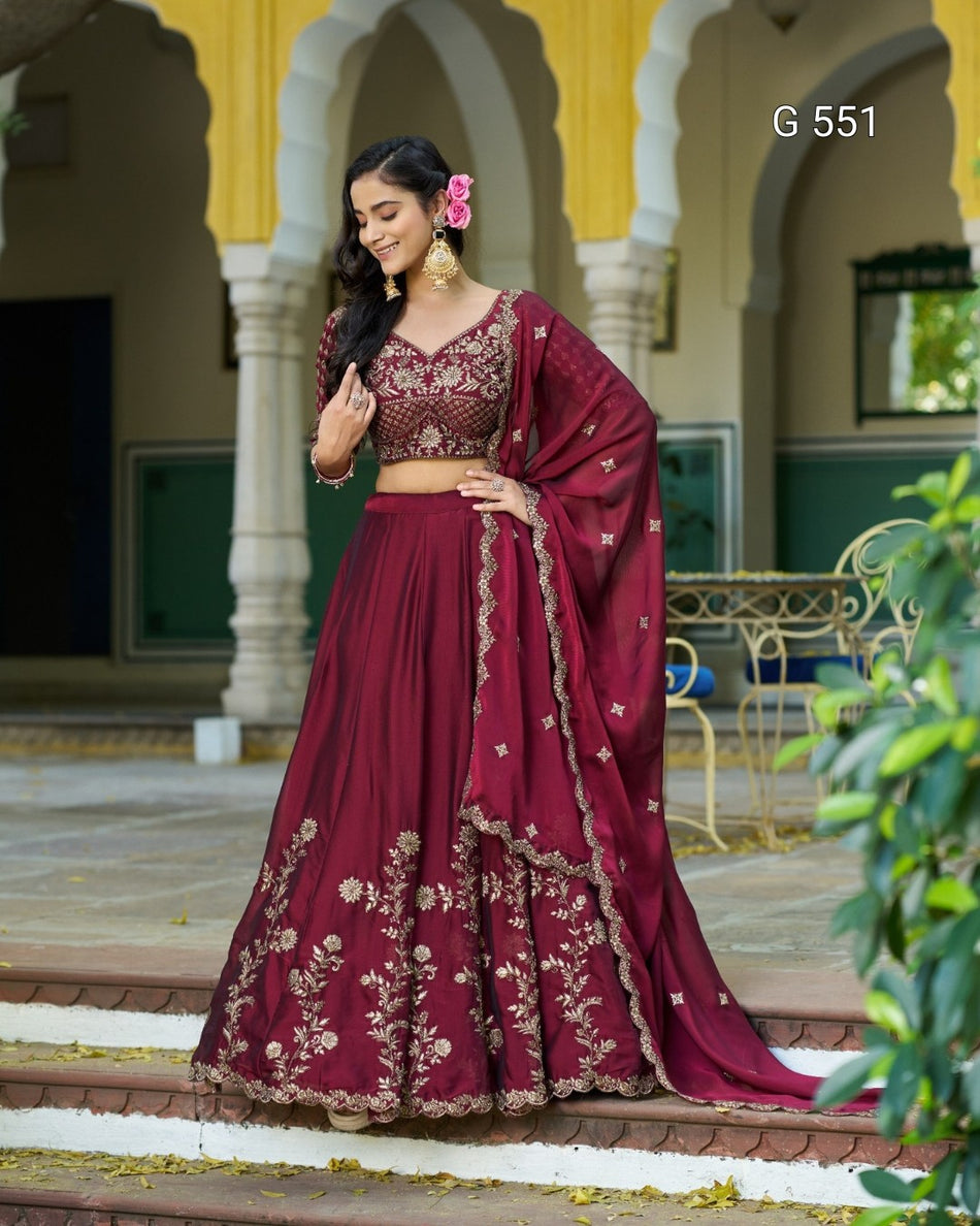 Premium Rangoli Silk Lehenga with Sequin Detail -  G 551