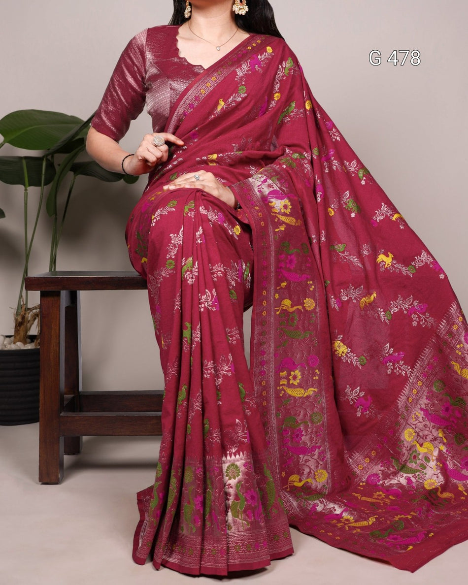 Graceful Everyday Sarees with Intricate Weaving Design - G 478