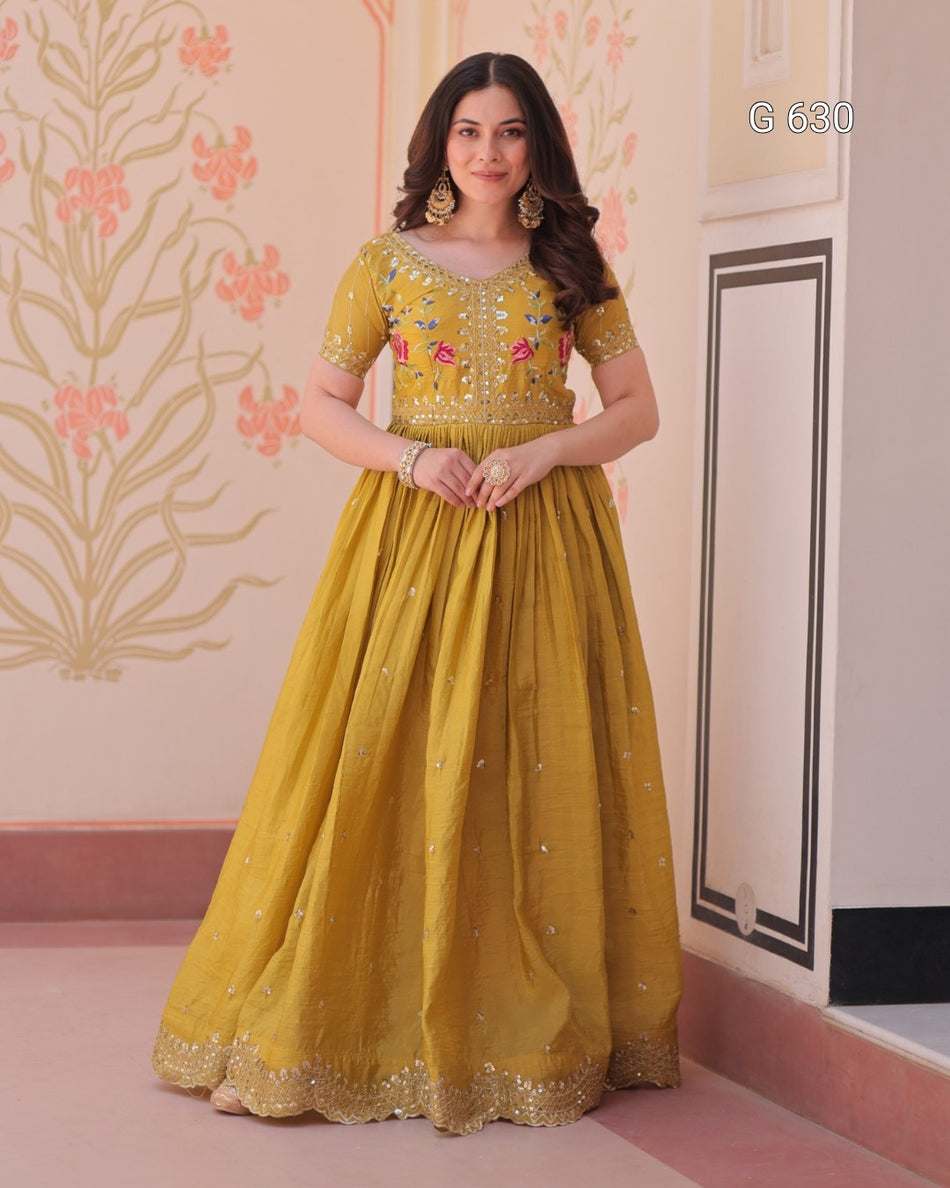 Luxurious Embroidered Gown for Wedding Party Wear - G630