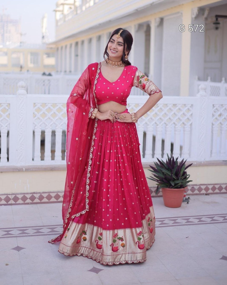 Premium Dola Silk Lehenga with Coding Embroidery - G 572