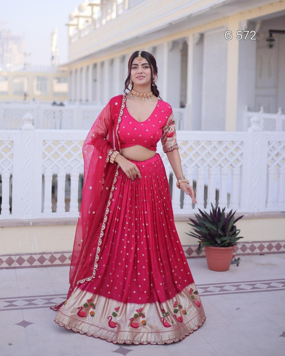 Premium Dola Silk Lehenga with Coding Embroidery - G 572