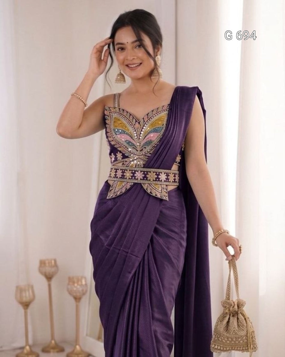 Fashionable Ready To Wear Saree with Elegance G 694