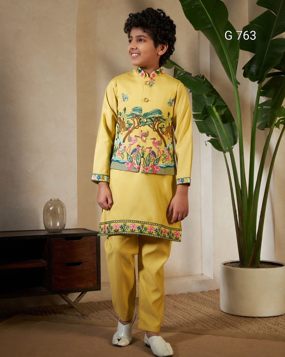 Premium Viscose Silk Kurta Set for Kids - G 763