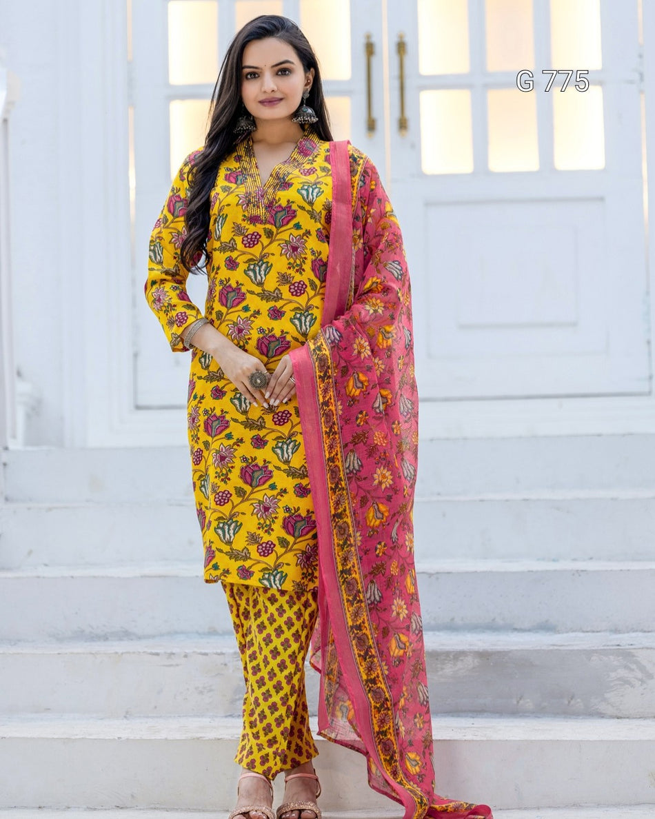 Trendy Rayon Kurti with Matching Printed Dupatta G 775