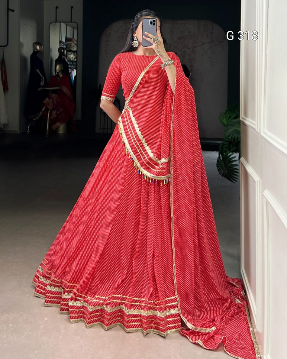 Georgette Lehenga with Printed Lace Touch Up – G 318