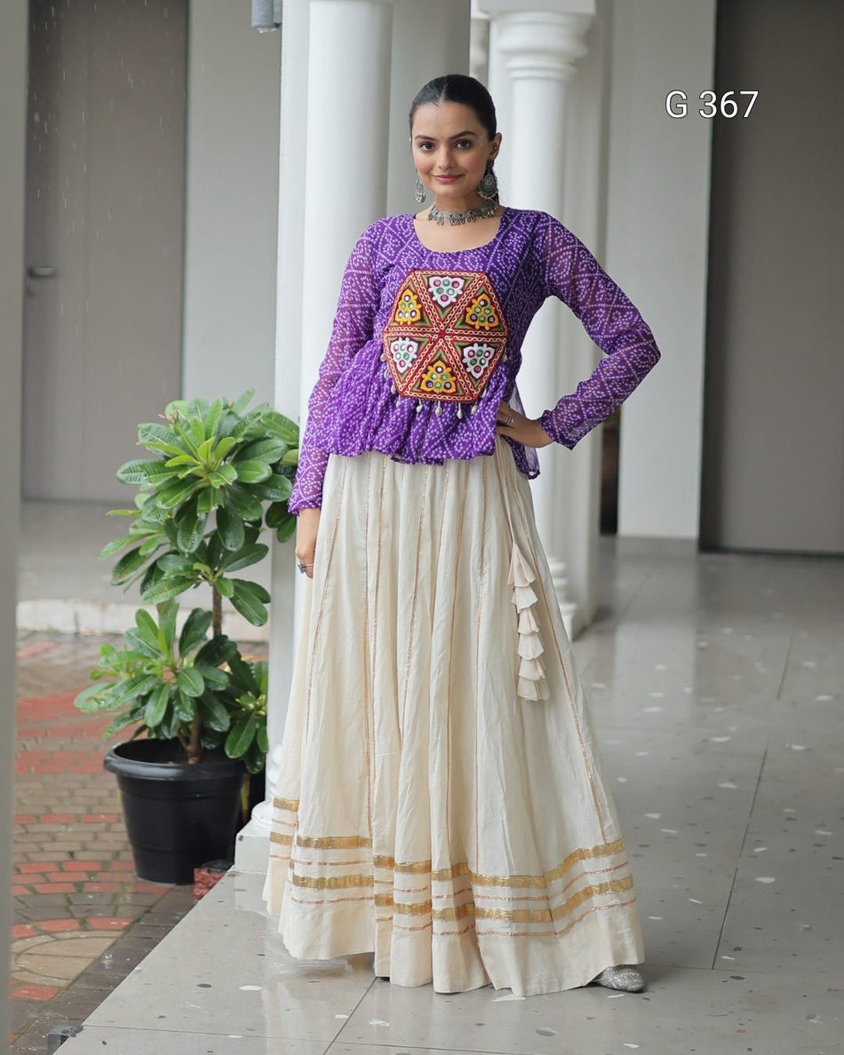Kora Cotton Lehenga with Gota Patti Lace - G 367