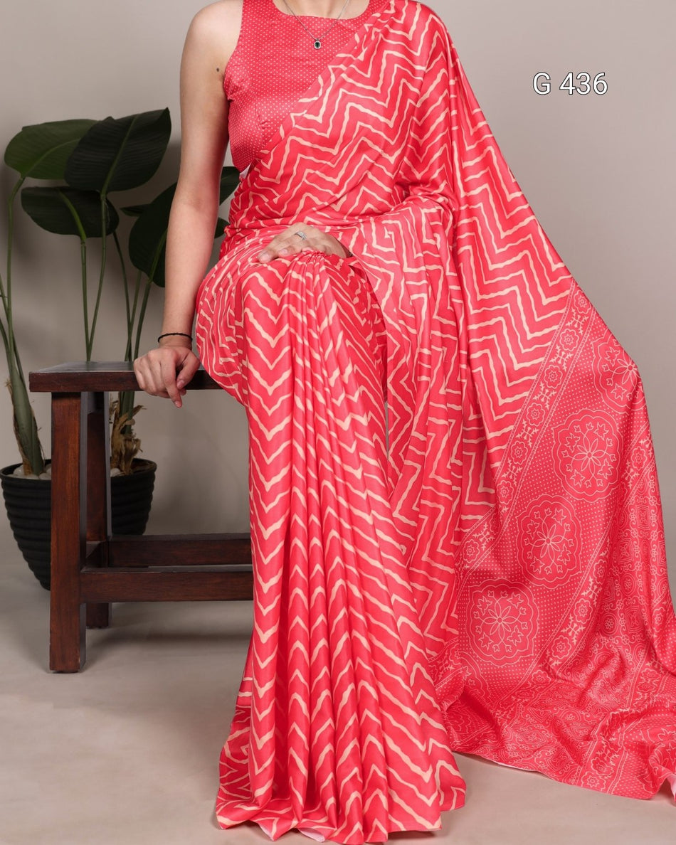 Graceful Printed Satin Saree Collection - G 436
