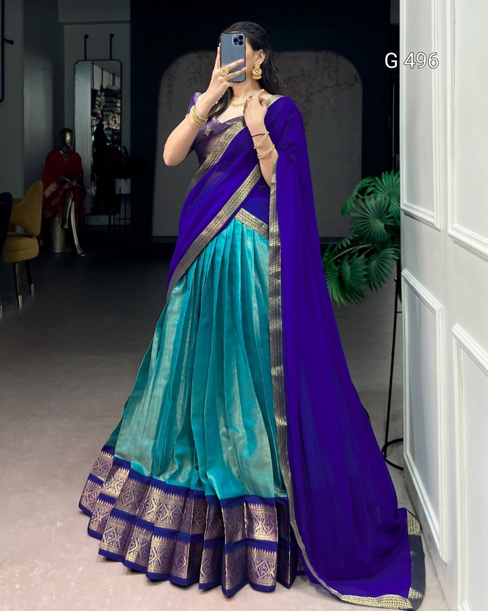 Elegant Kanchipuram Silk Lehenga with Traditional Appeal - G 496