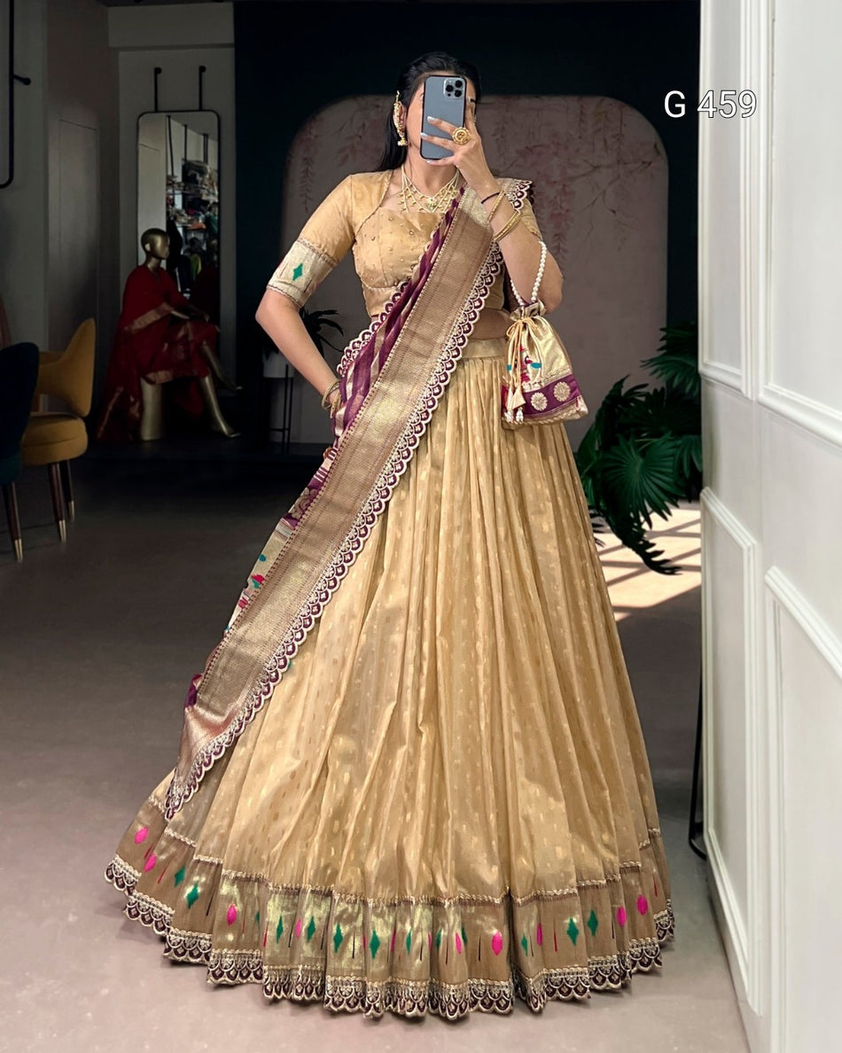 Classic Organza Lehenga with Elegant Border Design - G 459