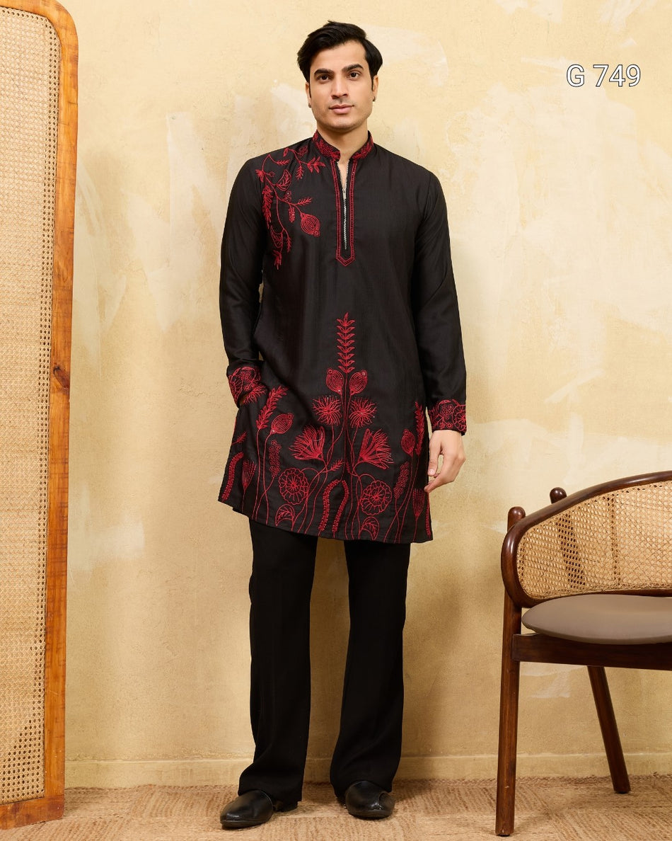 Sophisticated Mens Kurta Collection with Sequence Work G 749