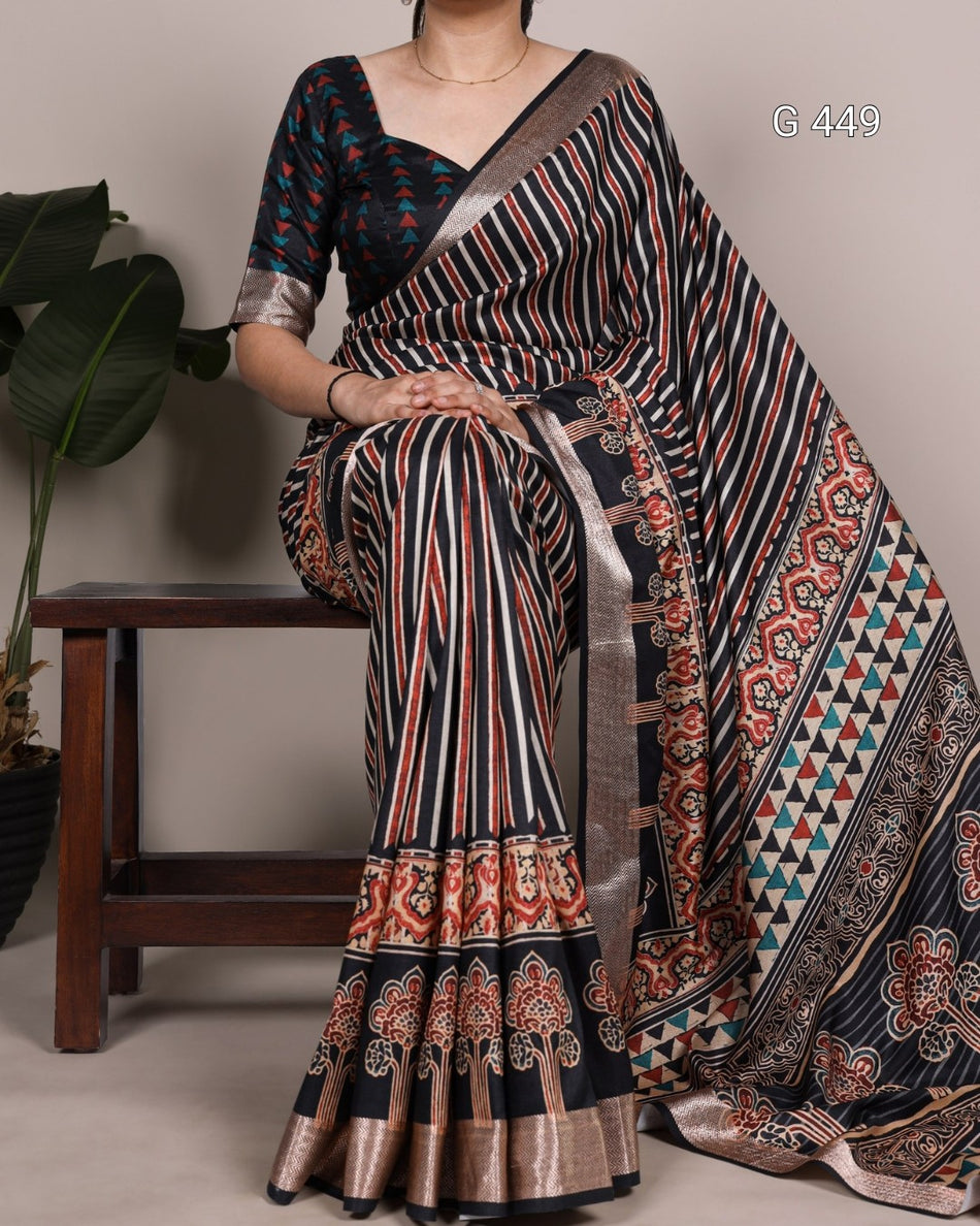 Premium Tasar Silk Sarees with Viscose Border Detail - G 449