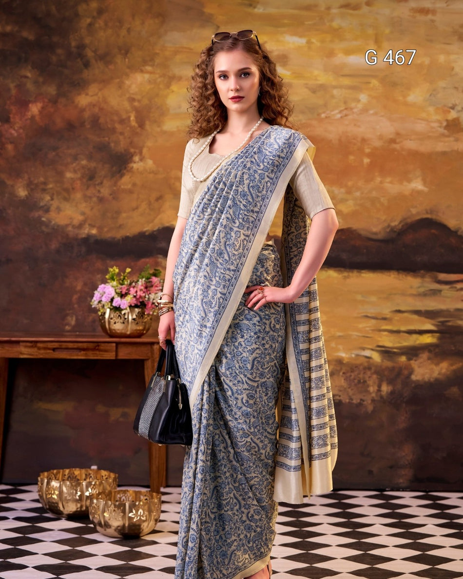 Elegant Tussar Silk Sarees with Timeless Prints - G 467