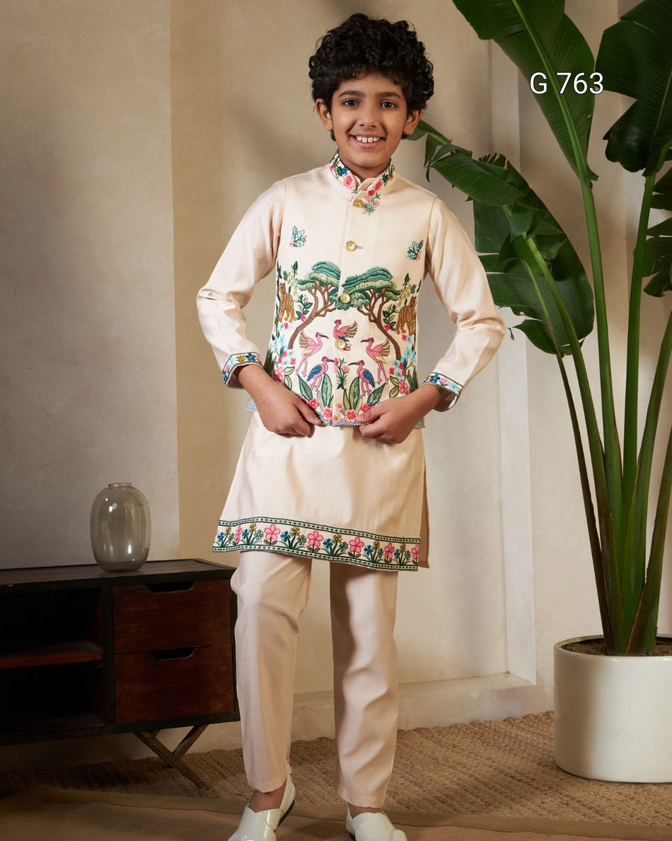 Premium Viscose Silk Kurta Set for Kids - G 763