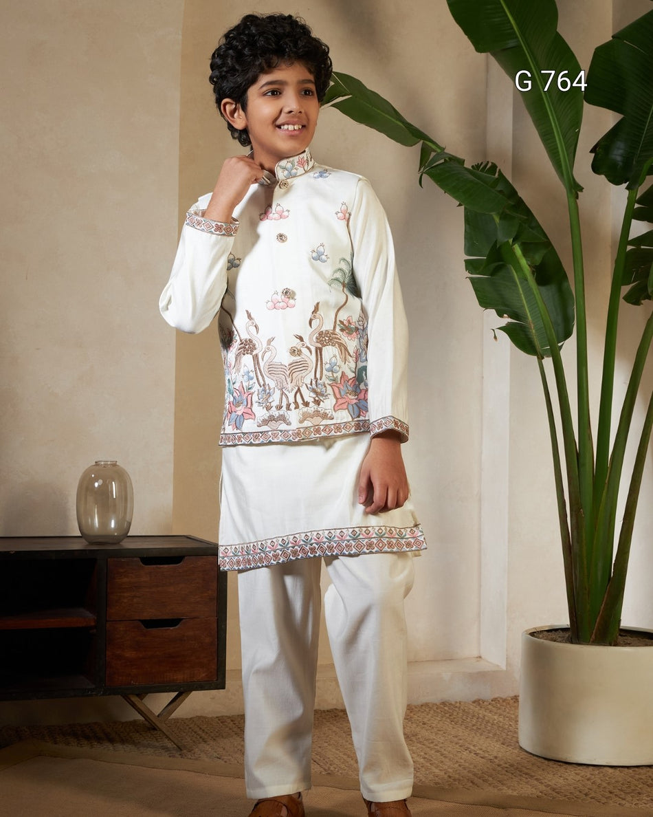 Premium Kids Koti Kurta Bottom Set for Boys - G 764