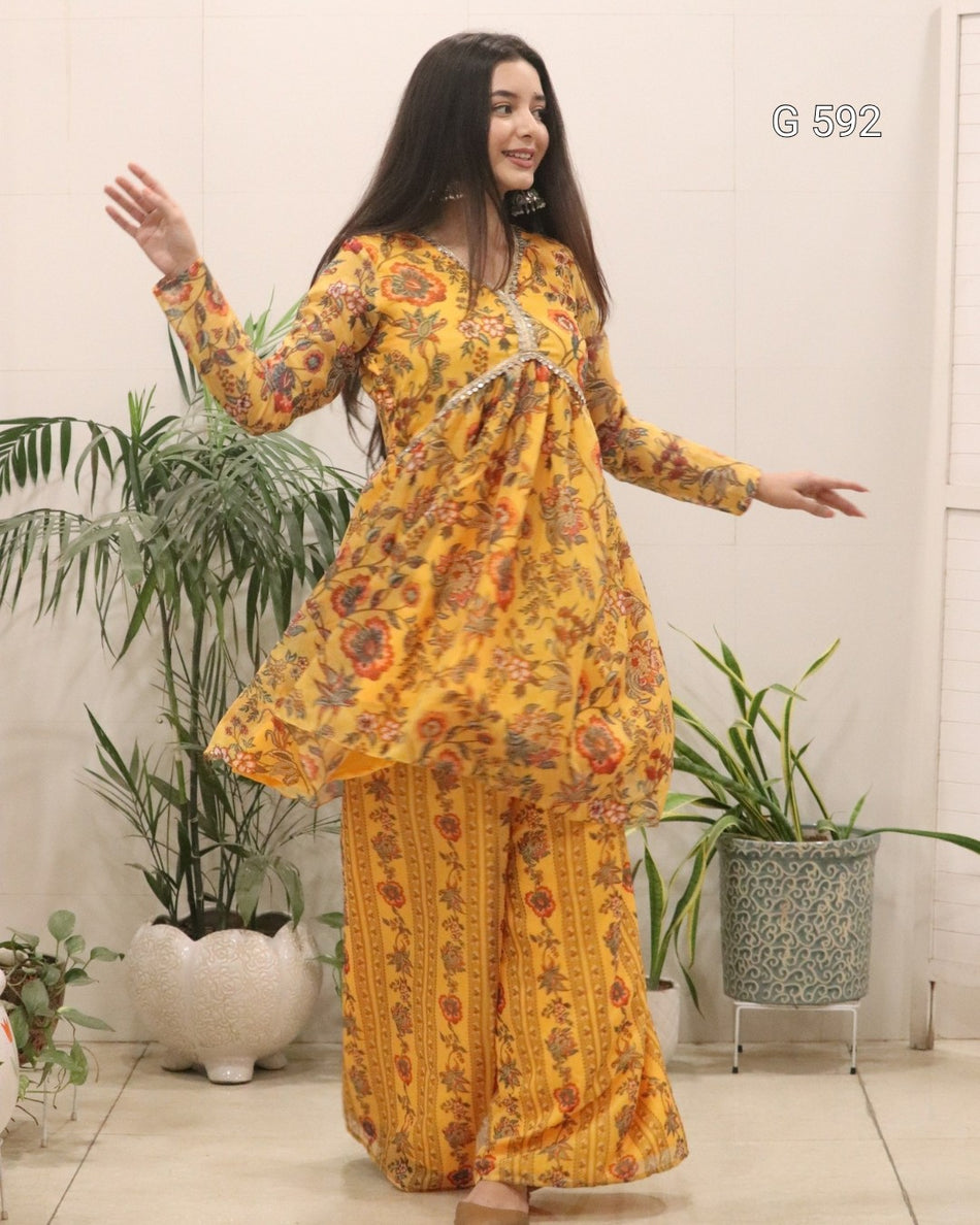 Elegant Organza Silk Outfit for Celebrations - G 592