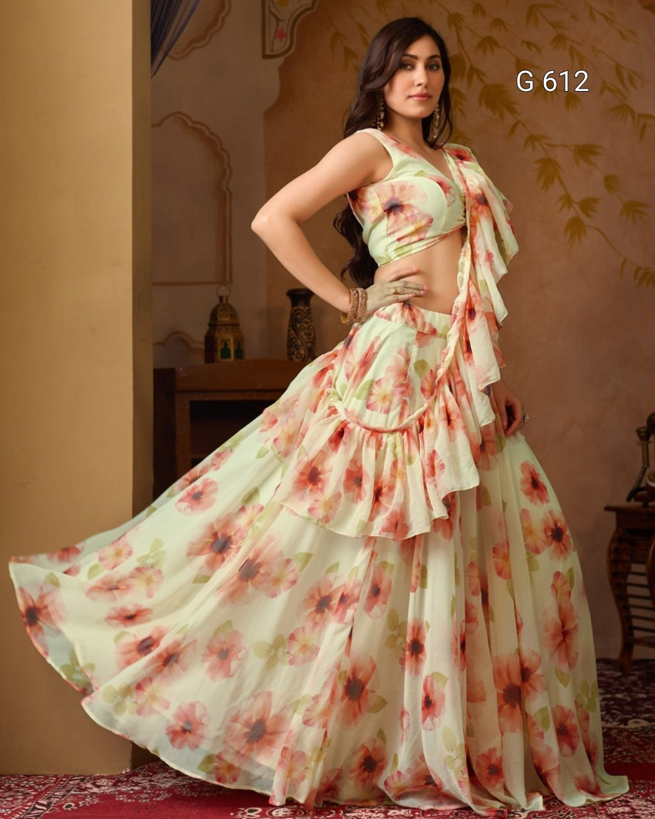 Classic Festive Lehenga with Blooming Elegance - G 612