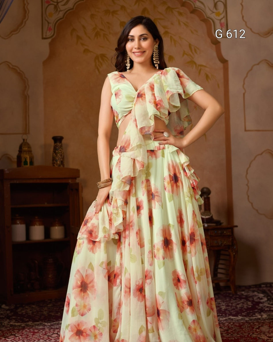 Classic Festive Lehenga with Blooming Elegance - G 612