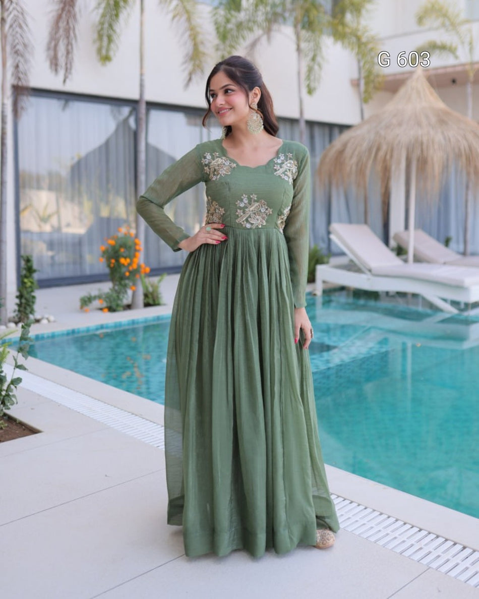 Stylish Designer Gown with Graceful Flair - G 603