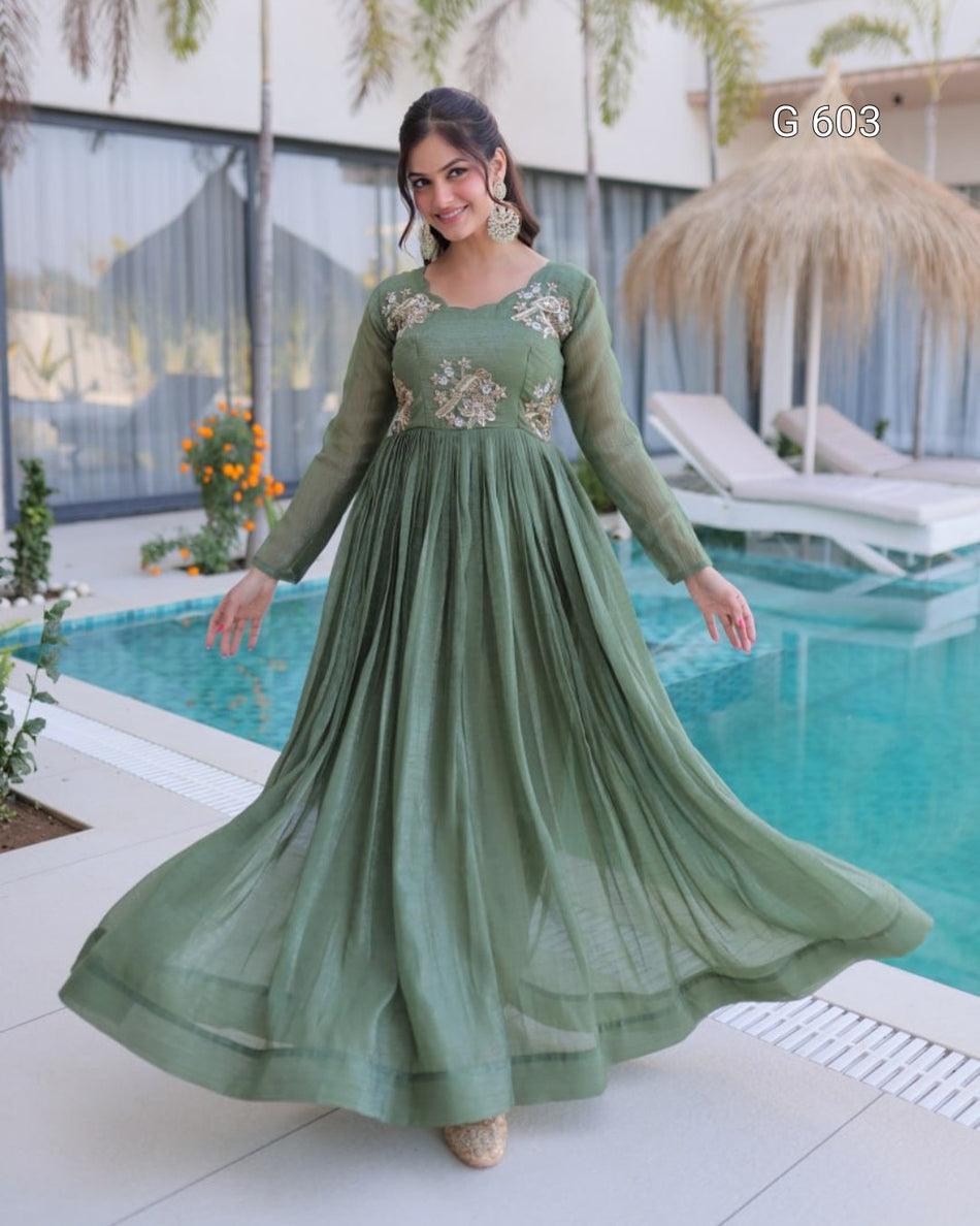 Stylish Designer Gown with Graceful Flair - G 603