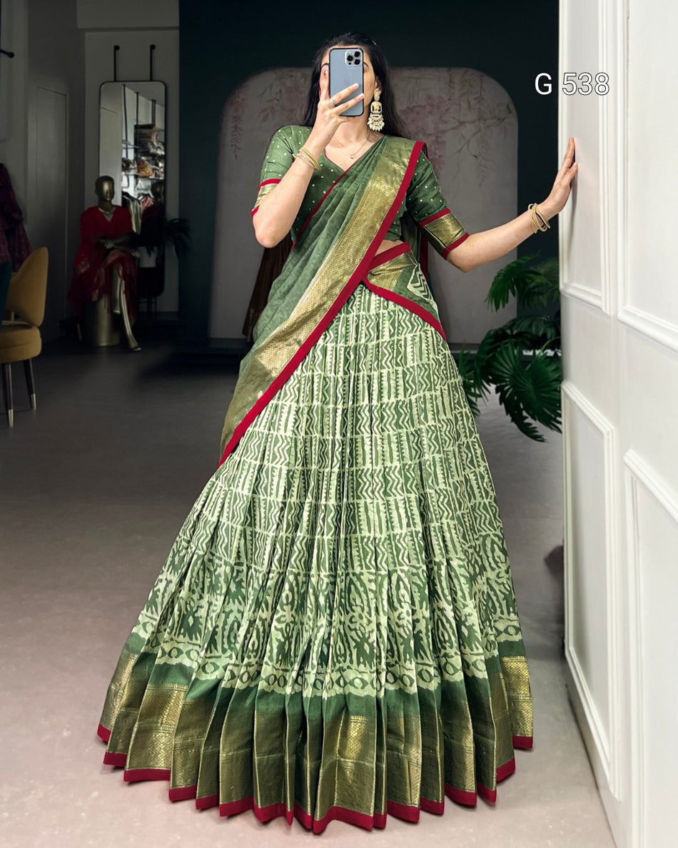 Designer Dola Silk Lehenga with Artistic Batik - G 538