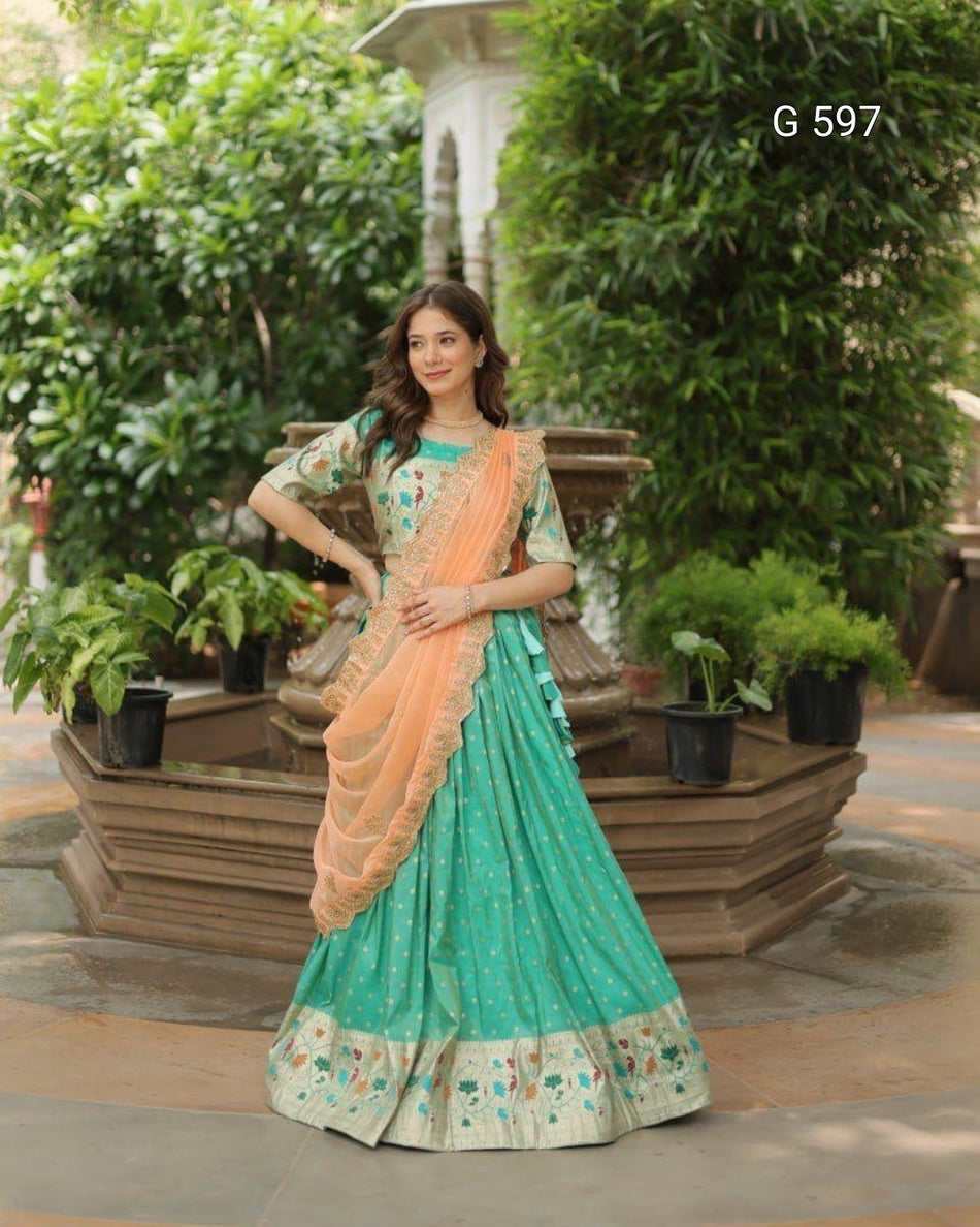 Luxurious Cosmos Lehenga with Festive Charm - G 597