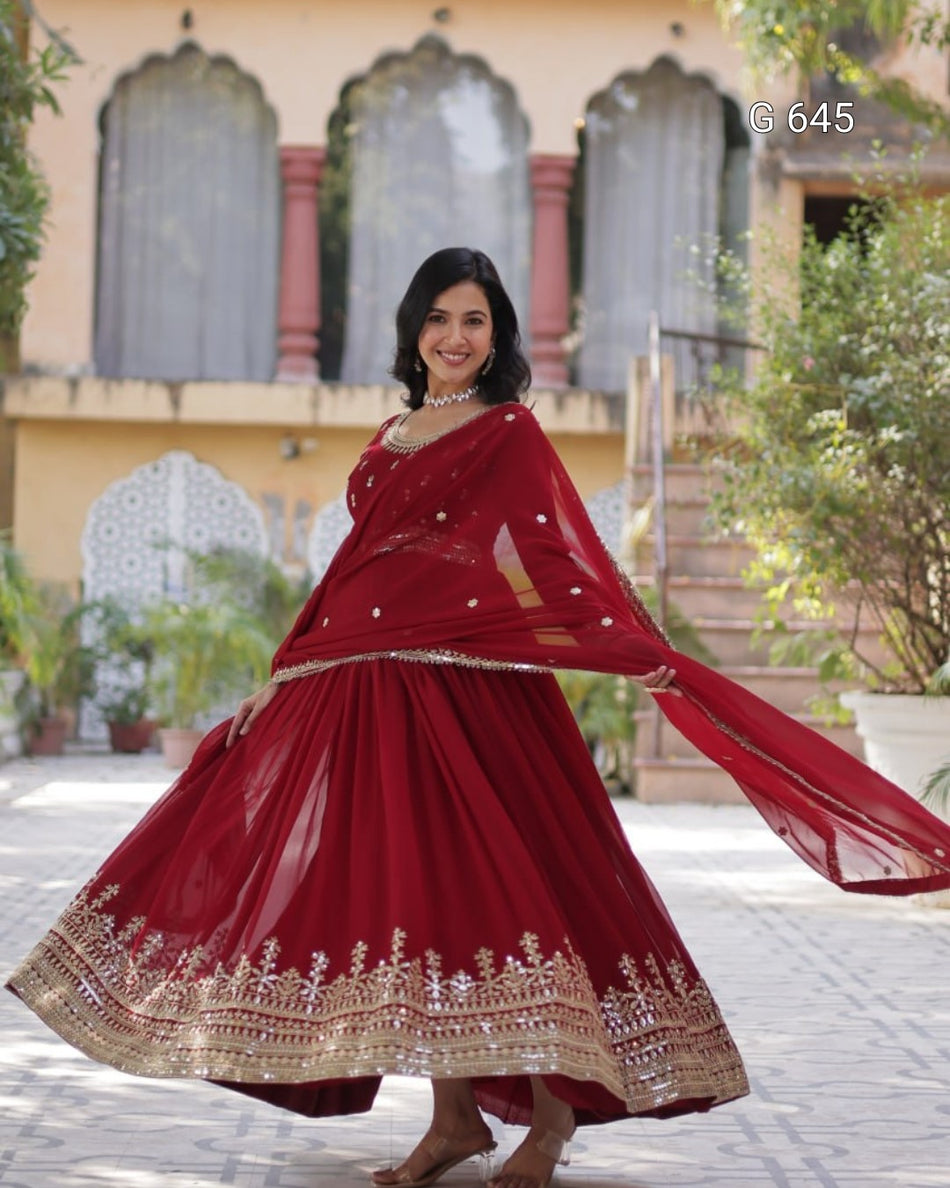 Premium Designer Gown Dupatta Collection for Festivities G 645