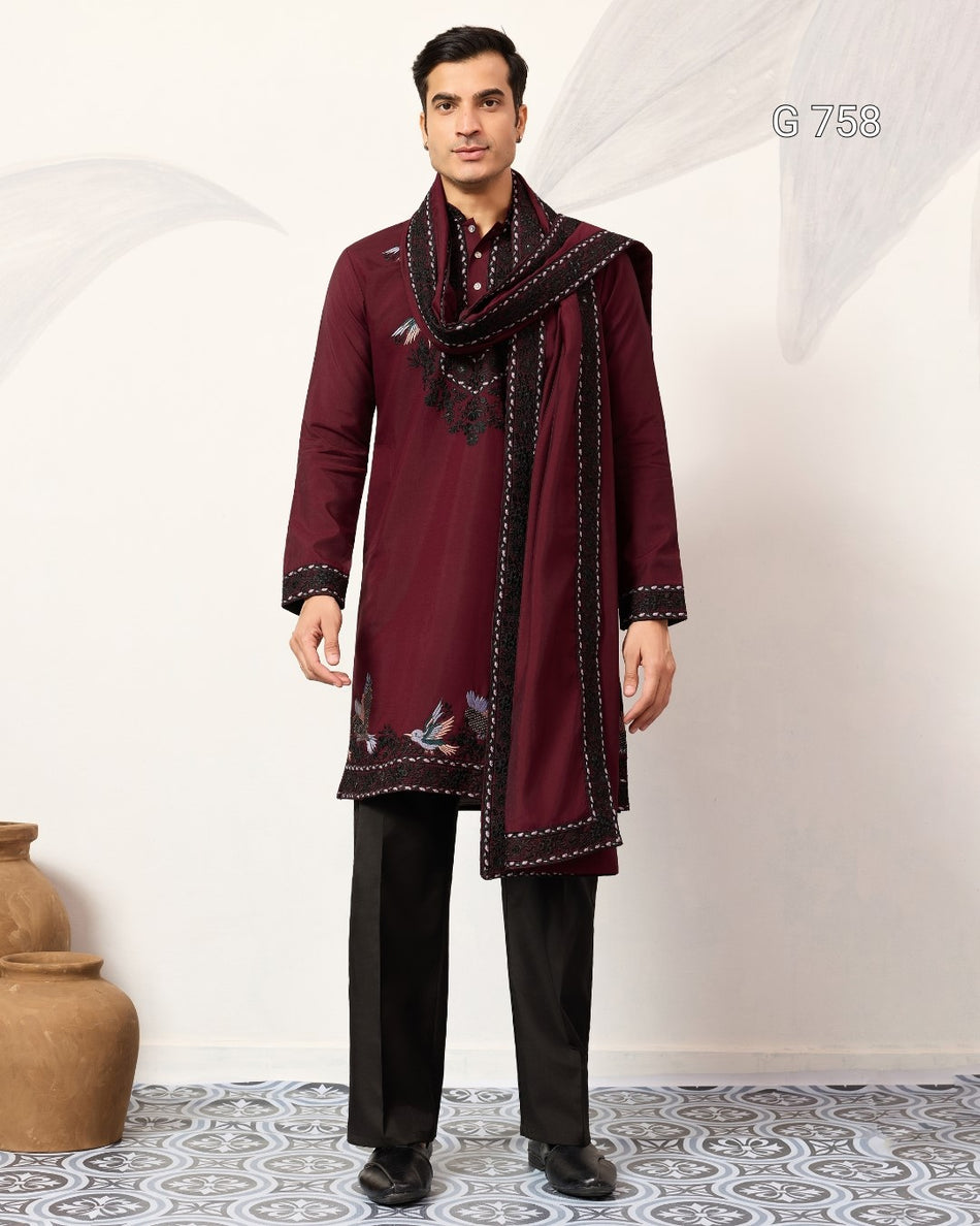Premium Mens Kurta with Designer Dupatta - G 758