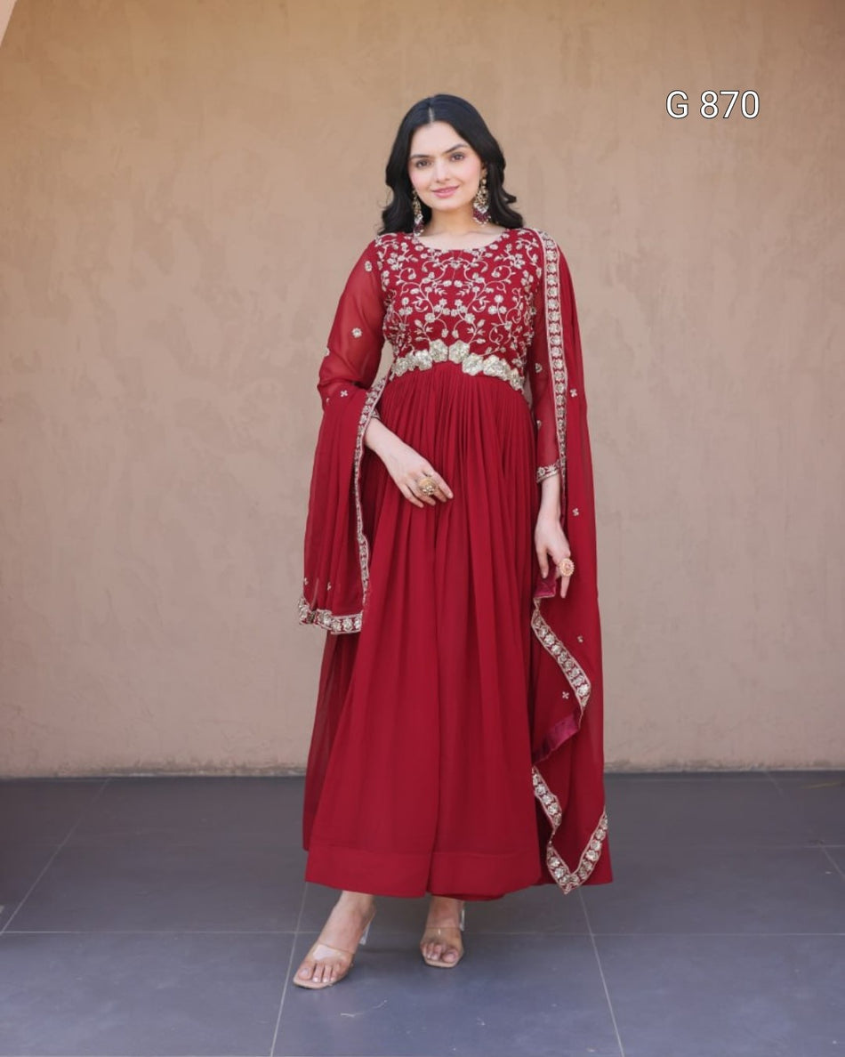 Designer Gown with Zari and Sequins Work G 870