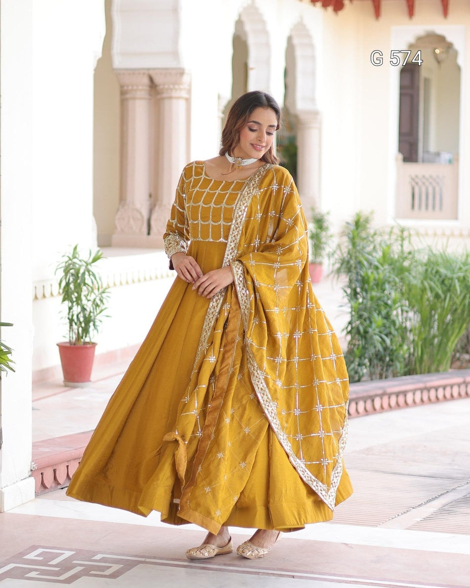 Premium Readymade Gown with Elegant Dupatta - G 574
