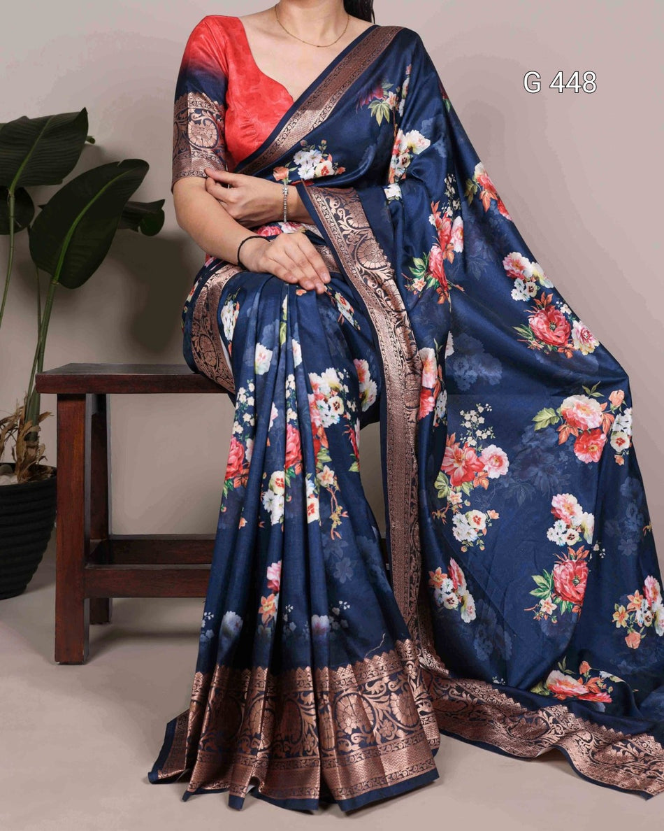 Stylish Tasar Silk Sarees with Viscose Border Detail - G 448