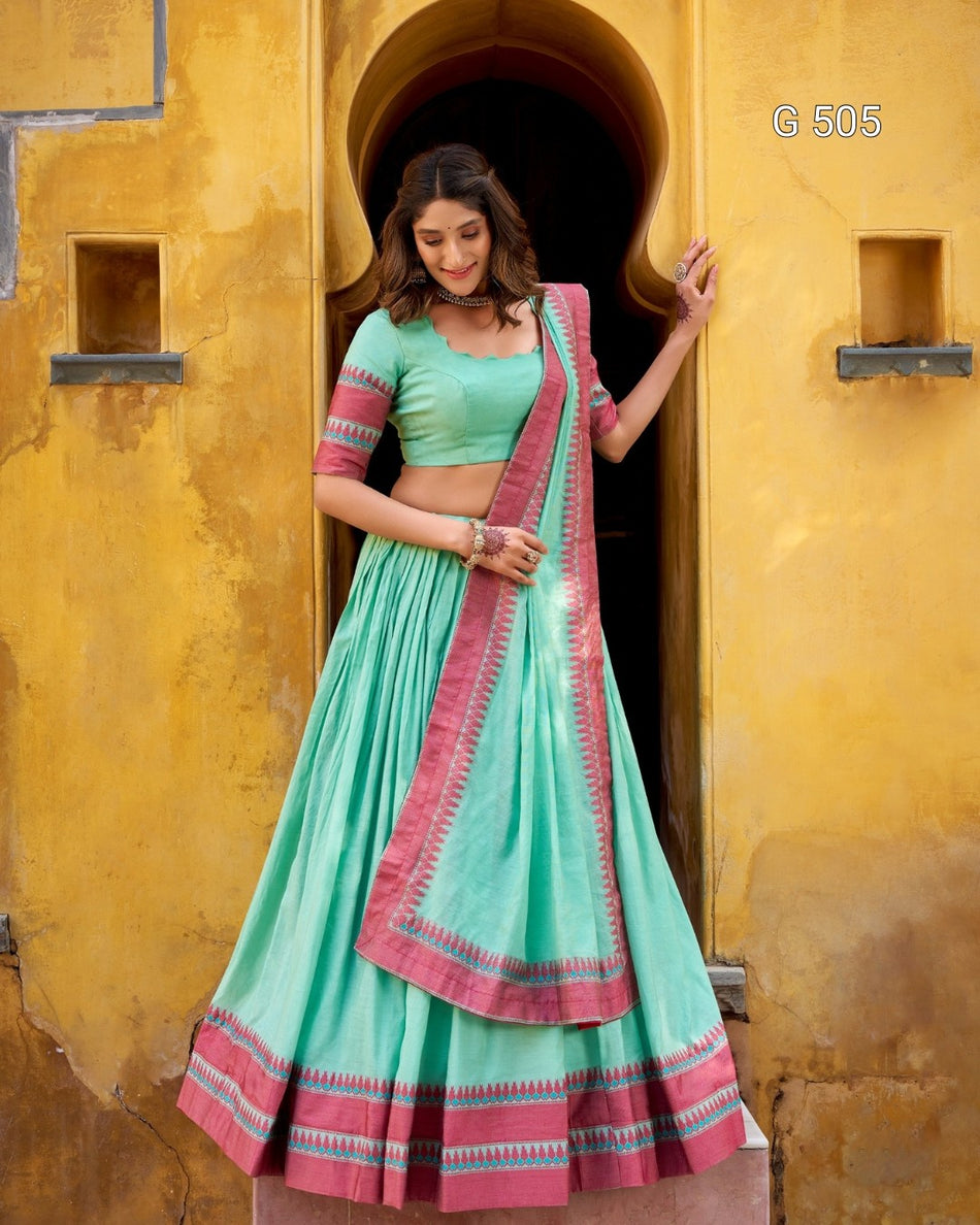 Premium Chanderi Lehenga with Beautiful Woven Detail - G 505