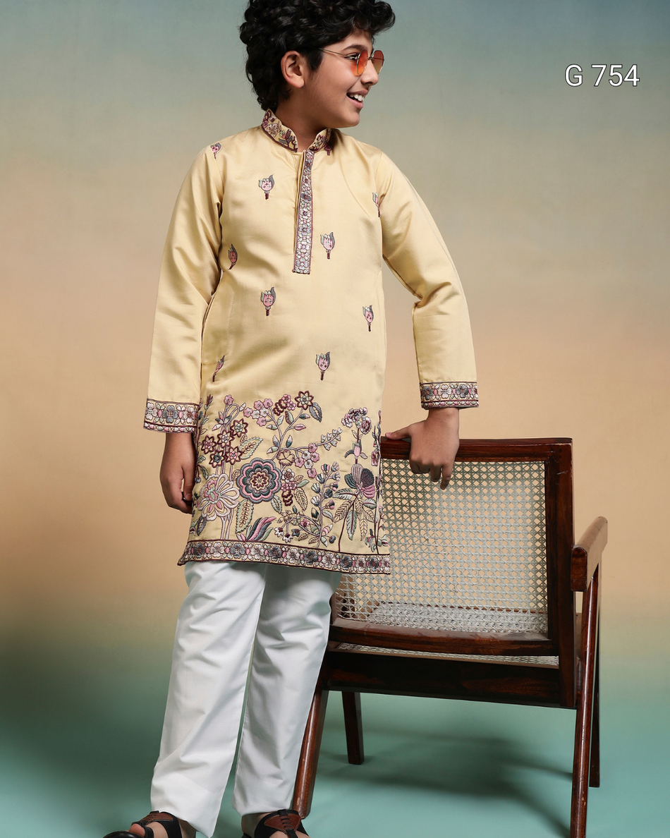 Kids Premium Kurta Pant Set for Boys | Festive Ethnic Wear Collection - G 754