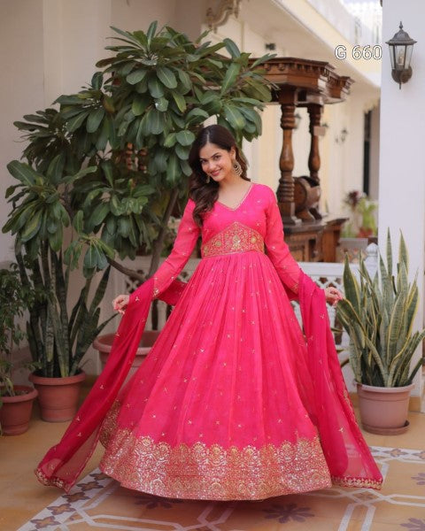 Luxurious Embroidered Gown for Wedding Celebrations G 660