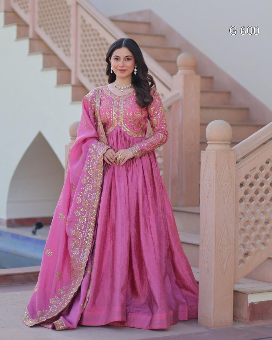 Trending Gown Dupatta Set for Festive Wear - G 600