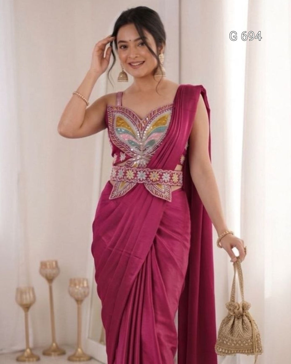 Fashionable Ready To Wear Saree with Elegance G 694