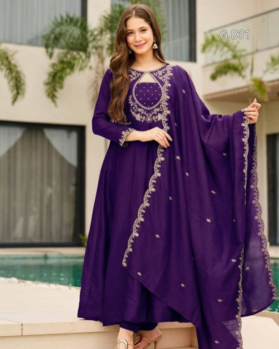 Designer Kurta Pant Dupatta Set for Daily Wear G 831