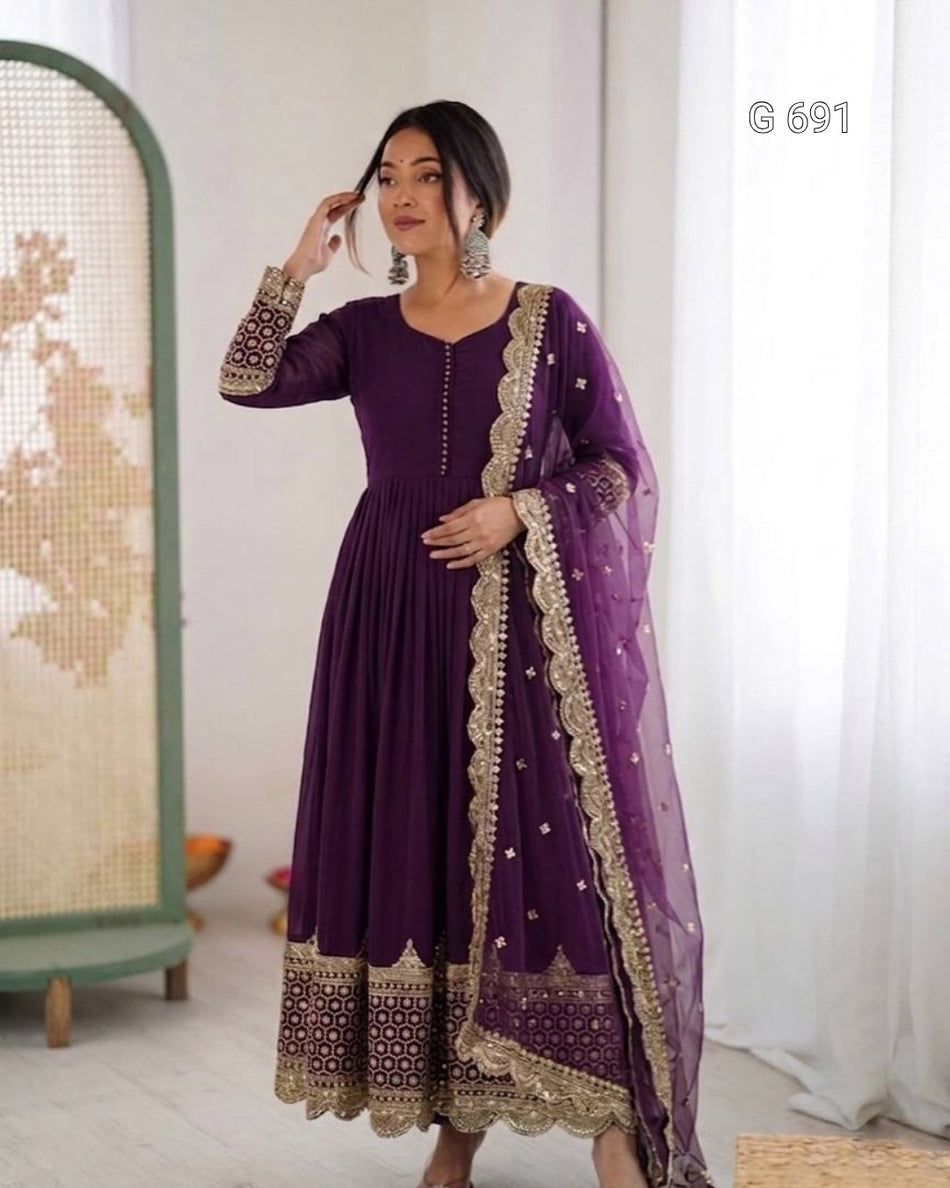 Luxurious Sequence Work Anarkali with Ethnic Charm - G 691