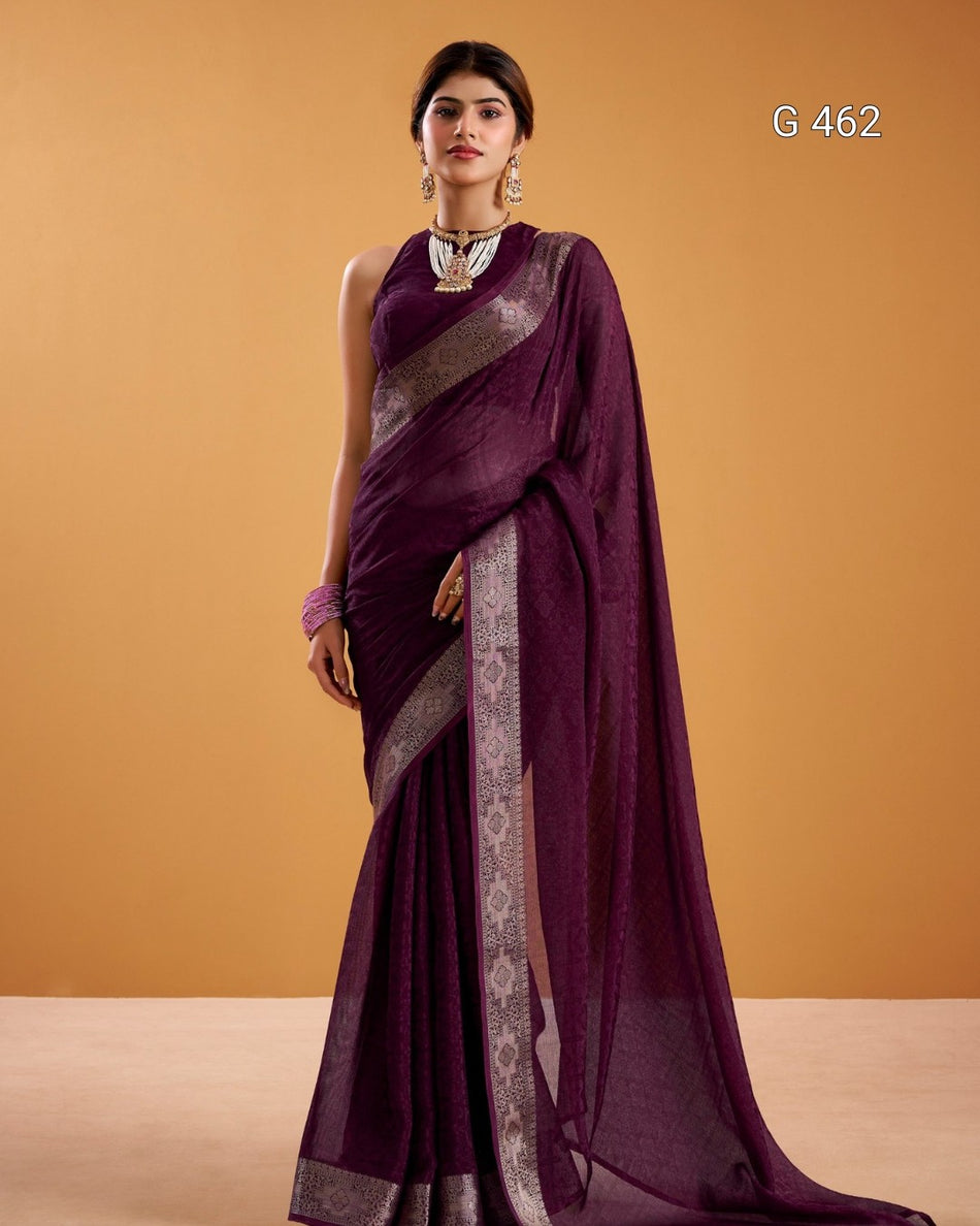 Beautiful Shimmer Sarees with Elegant Border Detail - G 462
