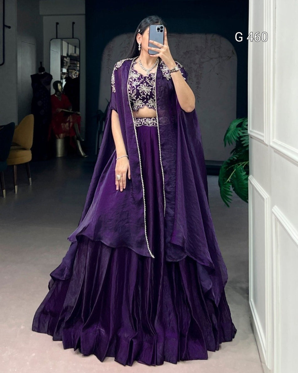 Modern Cape Lehenga with Ethnic Elegance - G 460