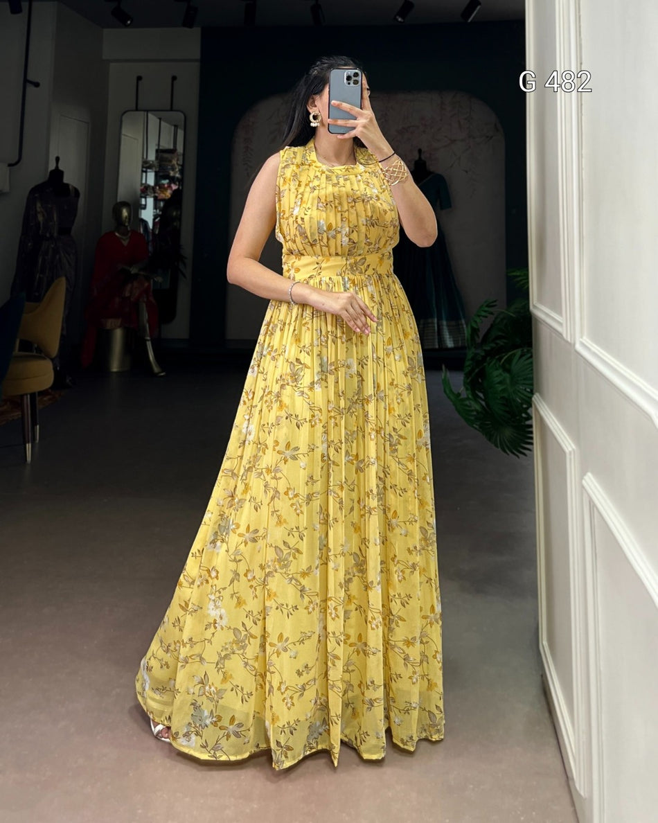 Premium Marble Floral Dress for Elegant Evenings - G 482