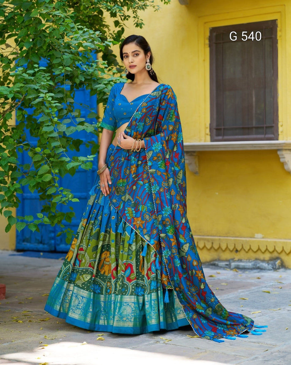 Stylish Kalamkari Lehenga with Elegant Border Detail - G 540