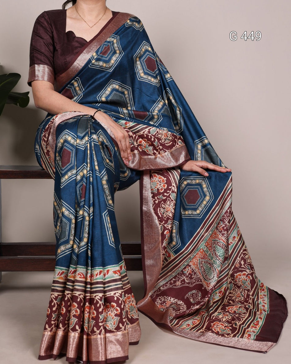 Premium Tasar Silk Sarees with Viscose Border Detail - G 449